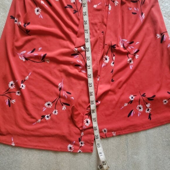 Mango MNG Orange Red Floral Wrap Dress, 6 - Picture 7 of 8